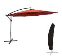Happy Garden Parasol déporté Oahu rond 3,50 m de diamètre terracotta avec housse Orange