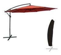 Parasol Déporté Oahu Rond 3,50m De Diamètre Terracotta + Housse