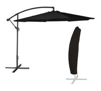Parasol déporté OAHU rond 3m de diamètre noir + housse