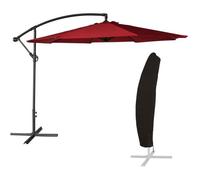 Parasol déporté OAHU rond 3m de diamètre rouge + housse