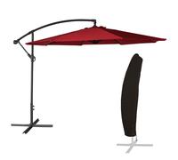 Parasol déporté OAHU rond 3m de diamètre rouge + housse