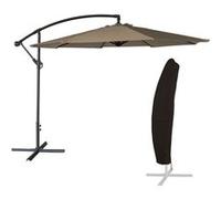 Happy Garden Pack Parasol déporté Rond Ø3m Taupe + Housse