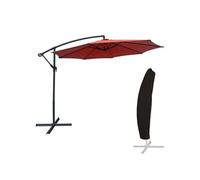 Parasol Happy Garden Parasol déporté OAHU rond 3m de diamètre terracotta + housse