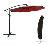Happy Garden parasol de jardin déporté OAHU rond 3m de diamètre terracotta avec manivelle. Parasol déporté inclinable et rabattable avec housse de protection.