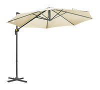 Outsunny Parasol déporté Ø 3 m octogonal inclinable manivelle avec pied en acier crème