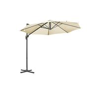 Outsunny Parasol déporté Ø 3 m octogonal inclinable manivelle avec pied en acier crème