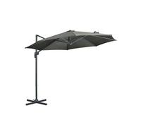 Parasol déporté octogonal inclinable manivelle avec pied en acier Ø 2,94 x 2,48H m gris