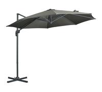 Parasol Déporté Octogonal Inclinable Manivelle Avec Pied En Acier Ø 2,94 X 2,48h M Gris