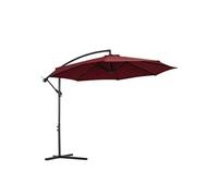 Outsunny Parasol déporté octogonal inclinable manivelle avec pied en acier Ø 3 x 2,5H m rouge vineux