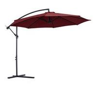 Outsunny Parasol déporté octogonal inclinable manivelle avec pied en acier Ø 3 x 2,5H m rouge vineux