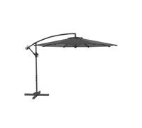 Outsunny Parasol déporté octogonal rabattable diamètre 3 m parasol de jardin avec pied en croix gris foncé