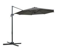 Outsunny Parasol déporté octogonal inclinable avec pied en croix 8 beleines manivelle inclus châssis alu. acier Ø 2,95 x 2,5H m gris foncé