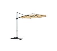 Parasol déporté octogonal inclinable rotatif 360° manivelle piètement acier mât alu. dim. Ø 2,95 x 2,5H m polyester haute densité beige