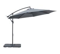 Parasol Déporté Octogonal Rabattable Dia. 3 M Piètement Dalles À Lester Et Housse Inclus Gris