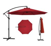 Outsunny Parasol déporté octogonal inclinable à manivelle Ø 3 x 2,5 m pied acier rouge vineux
