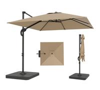 Parasol déporté - parasol de jardin extérieur - Outsunny - pied et dalles lestage - mât aluminium et rotatif 360° par pédale - kaki