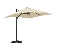 Parasol déporté - parasol de jardin - Outsunny - carré inclinable manivelle pied acier haute densité - polyester - 2,5x2,5m - crème