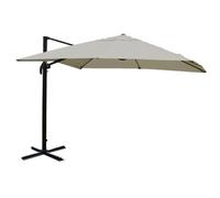 Parasol Déporté Professionnel 3x3 M Inclinable Orientable Avec Pied Croix Inclus Aluminium Et Polyester Crème Gris 04_0010706