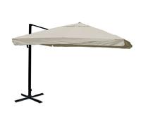 Parasol Déporté Professionnel 3x4 M Inclinable Non Orientable Avec Pied Croix Inclus Aluminium Polyester Crème Gris 04_0010667