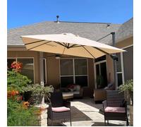 Parasol Déporté PURPLE LEAF 2,5 × 2,5 m Carré avec 8 Baleines en Aluminium et Rotation à 360°, Toile Anti UV, Beige