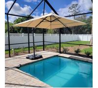 Parasol Déporté PURPLE LEAF 3 × 3 m avec Aluminium Rotatif à 360°Manivelle Inclinable, Toile Anti UV, Beige