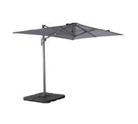 Parasol déporté rectangulaire 2x3m + dalles à lester - Antibes - Gris - Parasol excentré inclinable. rabattable et rotatif à 360°.