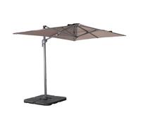 Parasol déporté rectangulaire 2x3m + dalles à lester - Antibes - Taupe - Parasol excentré inclinable. rabattable et rotatif à
