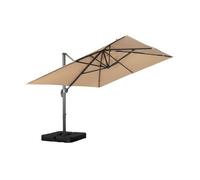 Parasol déporté rectangulaire 3x4m + dalles à lester 50x50cm beige - Wimereux + Fixeo