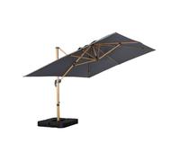 sweeek - Parasol déporté rectangulaire 3x4m effet bois + dalles à lester 50x50cm gris - Wimereux + Fixeo