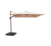 Parasol déporté rectangulaire 3x4m, mât effet bois + dalles à lester 50x50cm ETRETAT + BASE 50