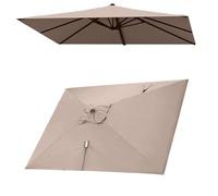 Parasol déporté rectangulaire 8 baleines 3 x 4 m, housse de rechange for parasol de terrasse, parasol déporté, toile pare-soleil for piscine, jardin, arrière-cour(Khaki,Double top 3x4m(10' x 13'))