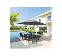 Parasol déporté rectangulaire Equador gris anodisé et ardoise Hespéride