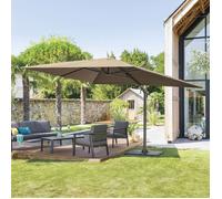 Parasol déporté rectangulaire inclinable ""Elea"" noisette 4x3m en aluminium - Hespéride