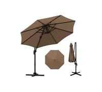Parasol déporté rond 294 cm aluminium réglable - Marron