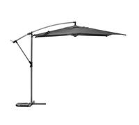 Parasol déporté rond ""Manoa"" ardoise & graphite 3m en aluminium traité époxy - Hespéride