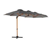Parasol déporté rotatif 360° 3 têtes 4,5 x 2,65 m avec housse gris - Oviala