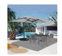 Parasol Déporté Inclinable Rotatif 360 Calvi Gris Clair 3x4 M Avec 4 Dalles Et Housse Gris
