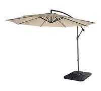 Mendler Parasol déporté semi-pro Acerra, 3m inclinable - crème avec support