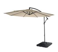 Parasol déporté semi-pro Acerra, protection contre le soleil, 3m inclinable - crème avec support