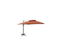 Vidaxl Parasol Déporté Avec Double Toit 300x300 Cm Terre Cuite
