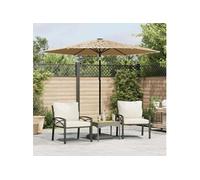 vidaXL Parasol de jardin avec LED – mât en acier marron 288×288×225 cm