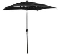 Parasol deporte toile en polyester mat en aluminium rond 200 x 200 GENERIQUE Noir