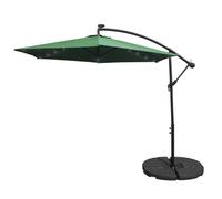 Parasol Déporté Vert Base Ronde Incinable Ombrage de 3M 24 LED Protection UV