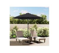 Vidaxl Parasol D'extérieur Avec Lumières Led Et Mât En Acier Noir Noir