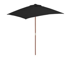 Parasol d'extérieur avec mât en bois 150 150 x 200 x 235 cm bois marron