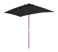 Parasol d'extérieur avec mât en bois 150 x 200 cm noir Helloshop26 02_0008257