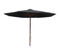 Parasol d'extérieur avec mât en bois 350 cm noir Helloshop26 02_0008253
