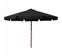 Parasol d'Extérieur avec Mât en Bois Pare-soleil Abri de Soleil Noir vidaXL