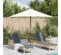 Parasol Mât en Bois 150x200 cm Sable Plage Terrasse Parasol de Jardin