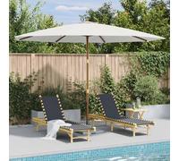 Parasol d'Extérieur avec Mât en Bois Pare-soleil Jardin Blanc Sable vidaXL